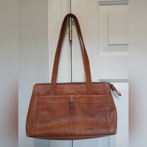 Spikes & Sparrow Cognac Brown Leather Shoulder Bag  Purse Excellent Condition